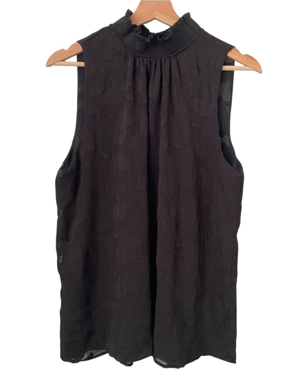 Loft Sleeveless Black Mock Neck Blouse in Size Large